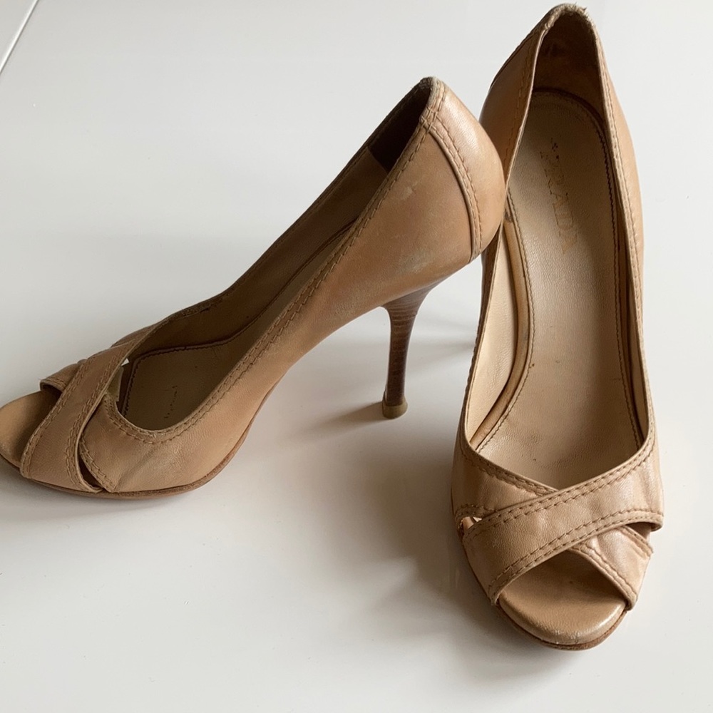 PRADA tan open toe heels EUR 37
